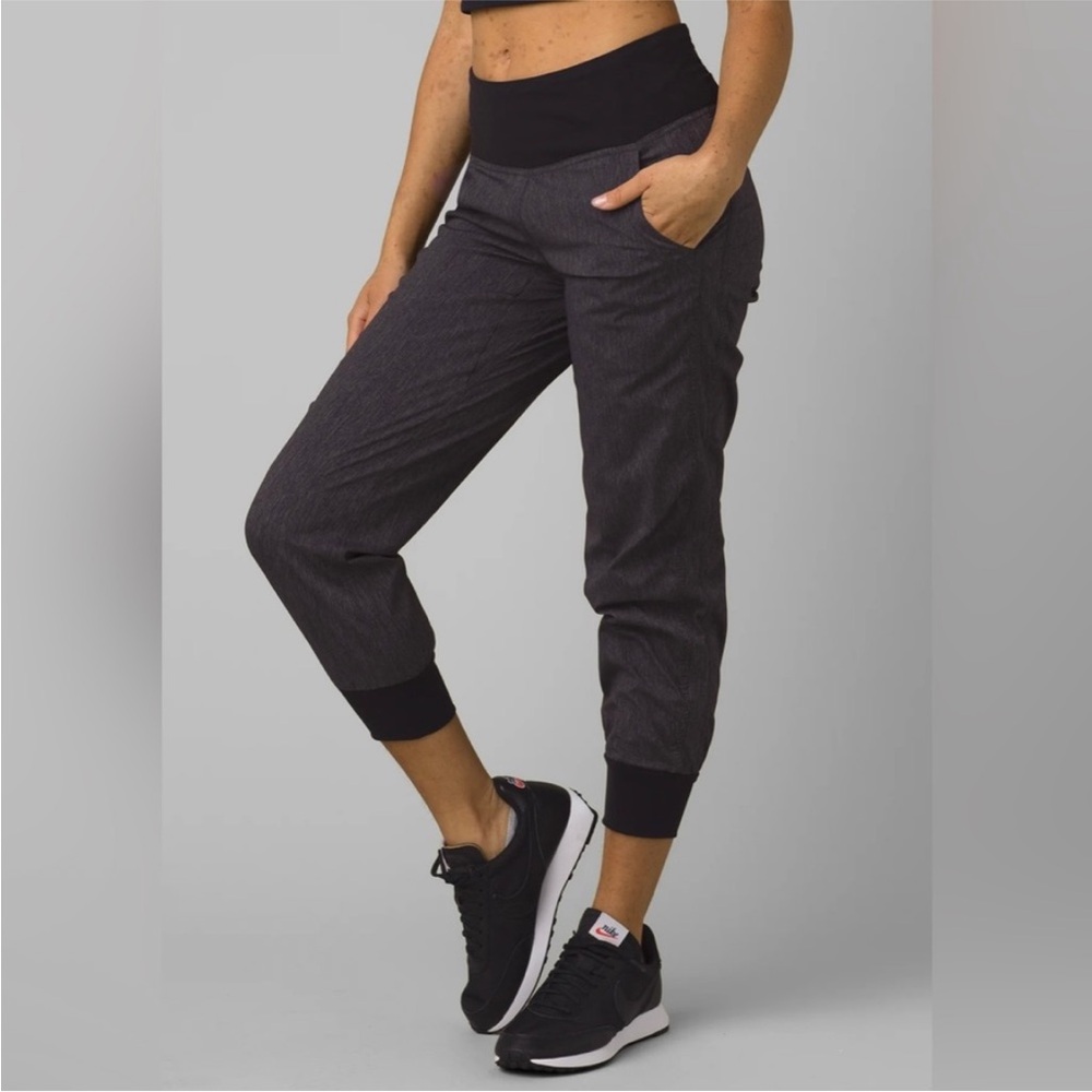 prAna Gray/Black Elastic Waist Athletic Joggers Pants Size M